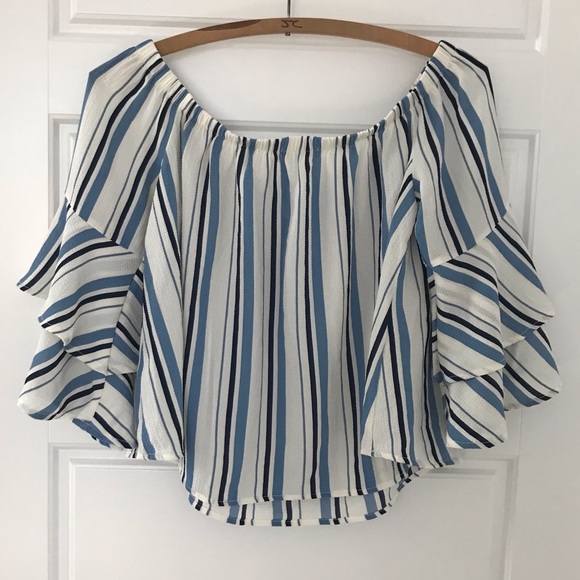 Fragile // NWOT Women’s Off-the-shoulder Striped Top - Picture 2 of 6